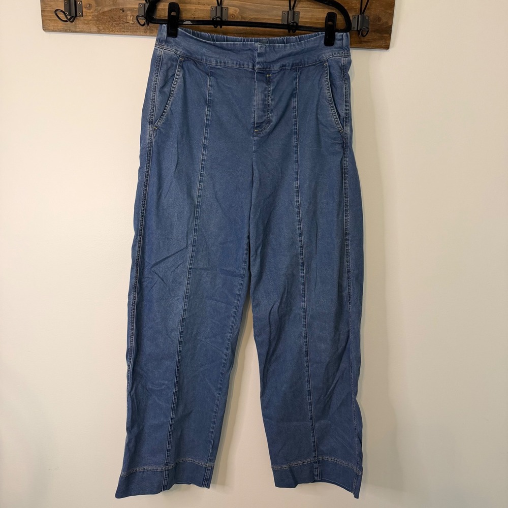 CALIA Women Medium Wash Tencel Blend Wide Leg Pintuck Pants Blue Size M